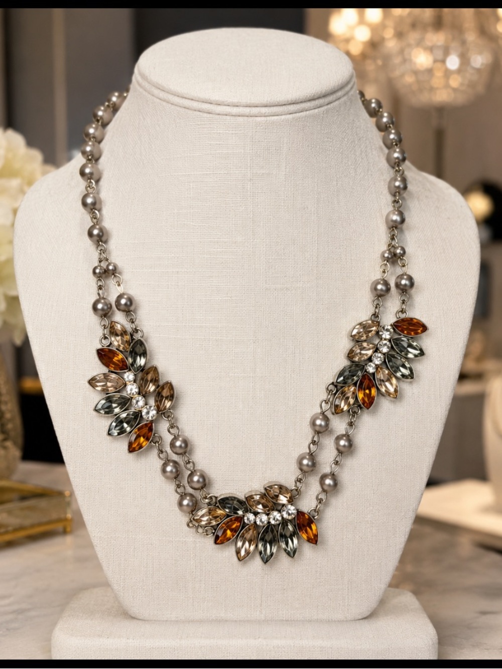 Vintage Avon Collar Necklace Signed NWT Multi Colored Rhinestones
